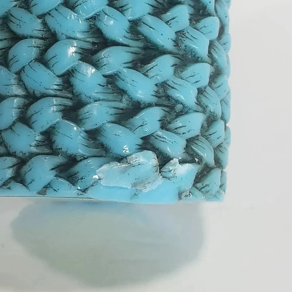 Teal Woven Basket Design 3" T  Wax Candle. - Picture 5 of 10